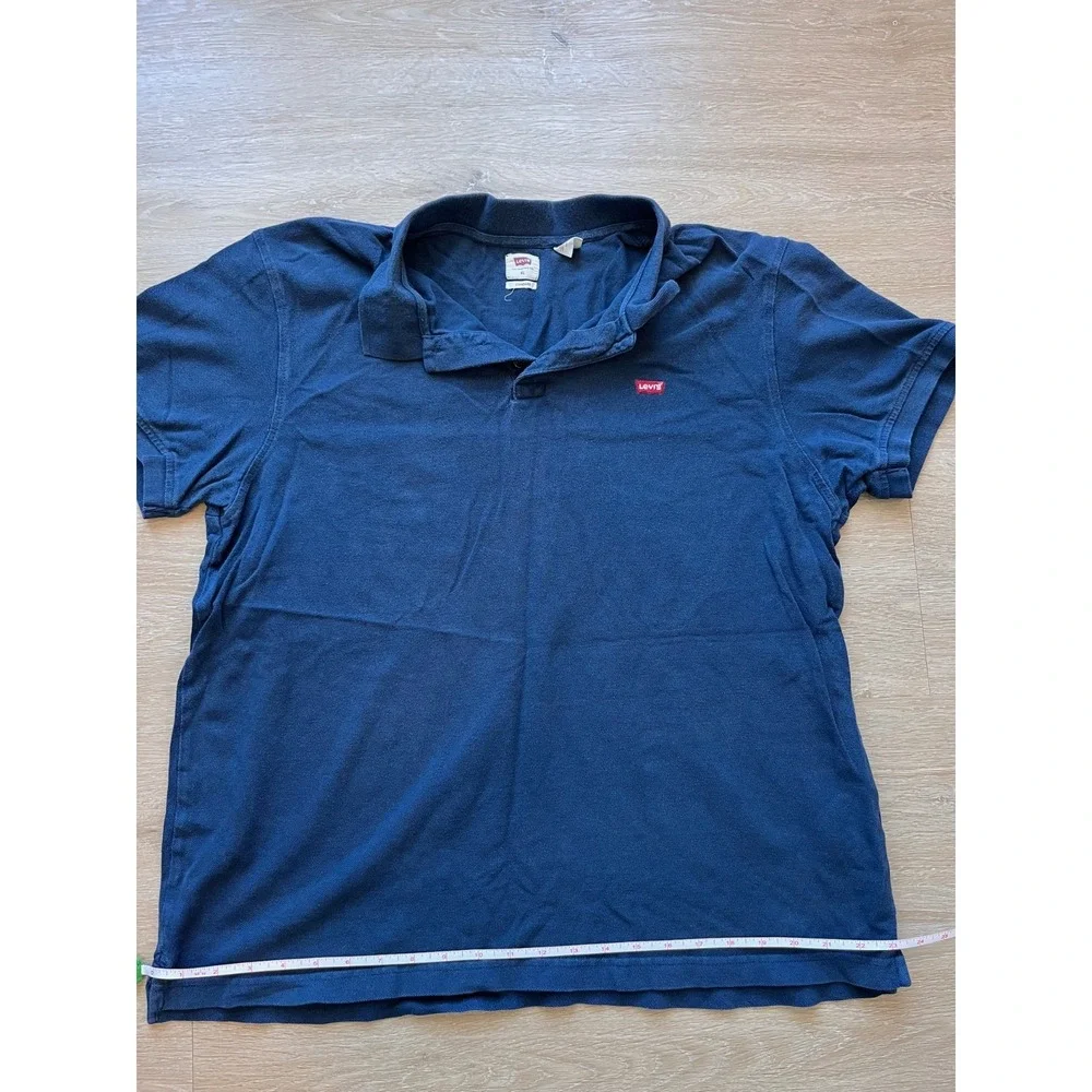 Levi's Polo Shirt Mens XL Navy Blue Pique Knit Standard Fit Short Sleeve Golf